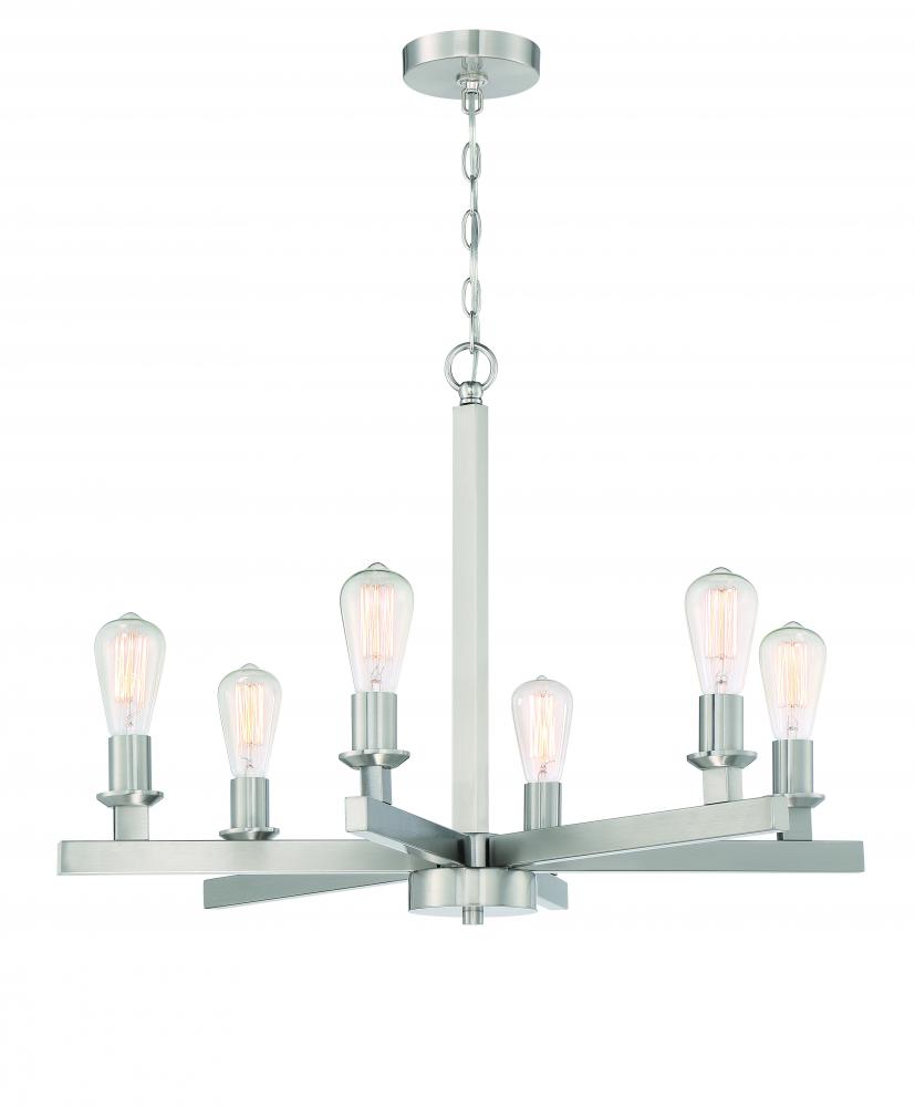 Chicago 6 Light Chandelier in Brushed Polished Nickel