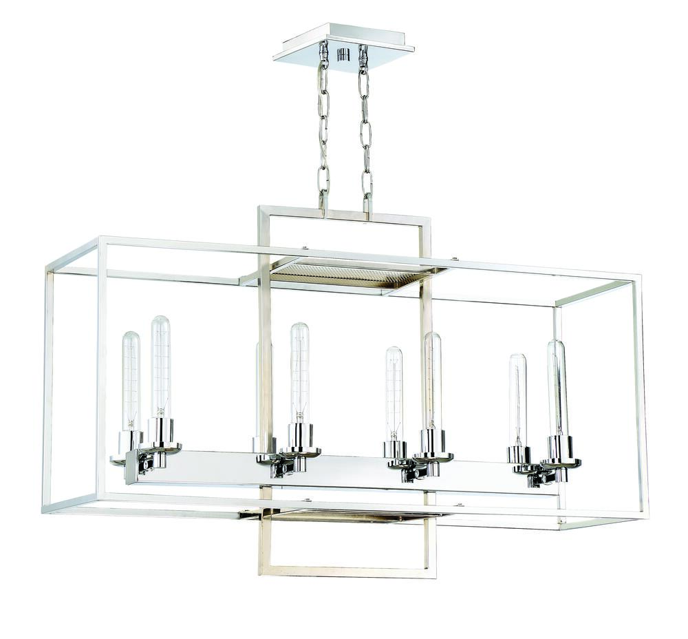 Cubic 8 Light Linear Chandelier in Chrome