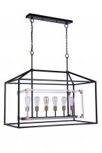 Craftmade 58076-FBSB - Aaron 6 Light Island in Flat Black/Satin Brass