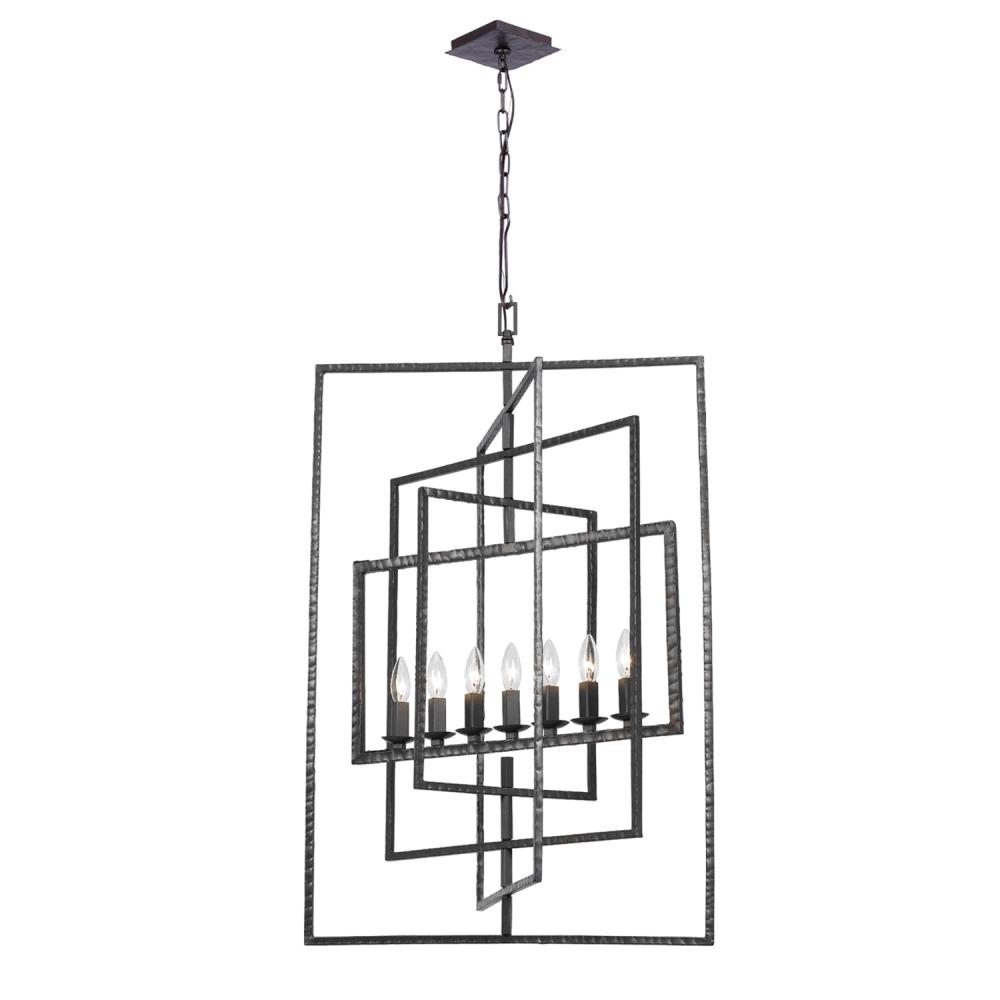 Capri 7 Light Raw Steel Chandelier