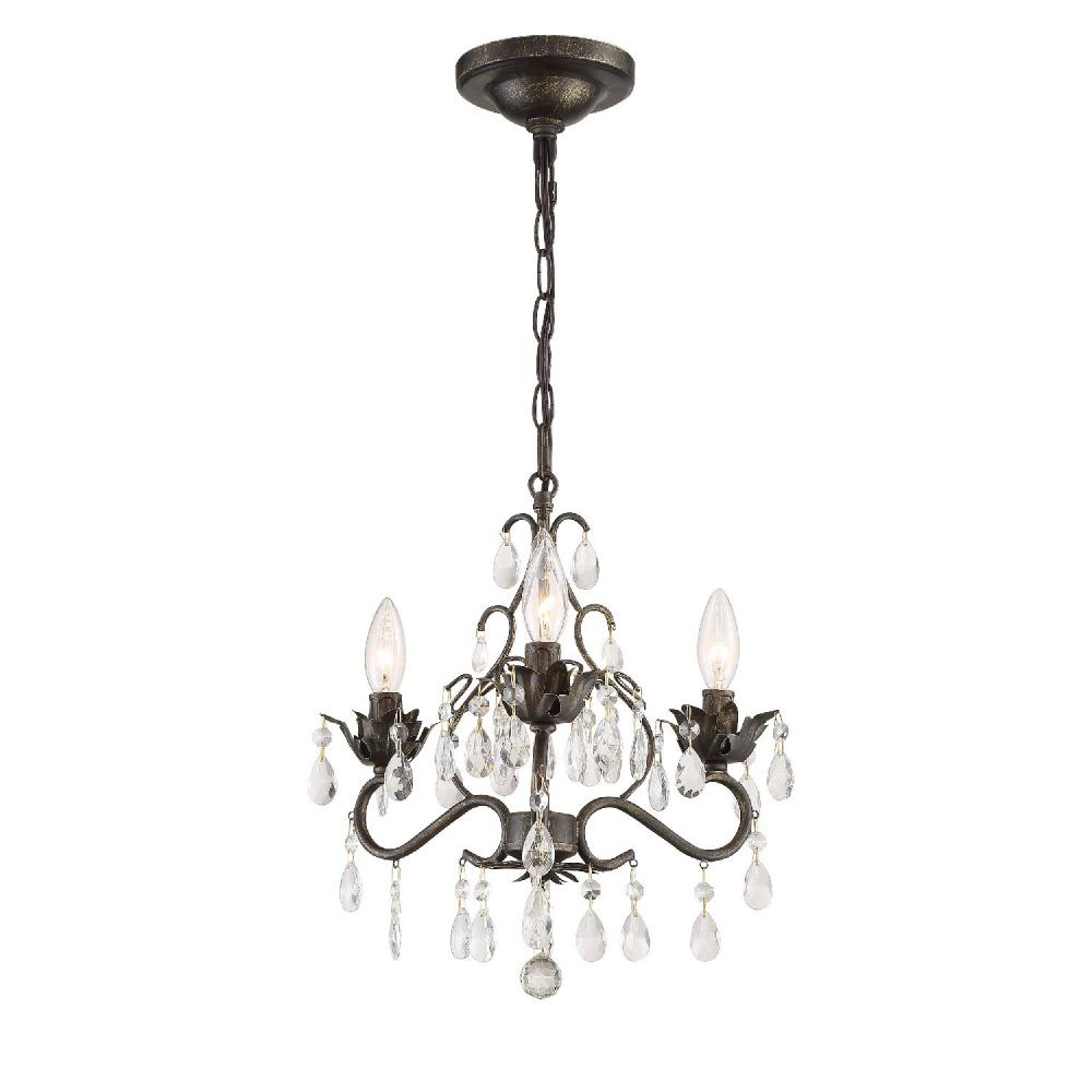 Paris Market 3 Light Hand Cut Crystal English Bronze Mini Chandelier