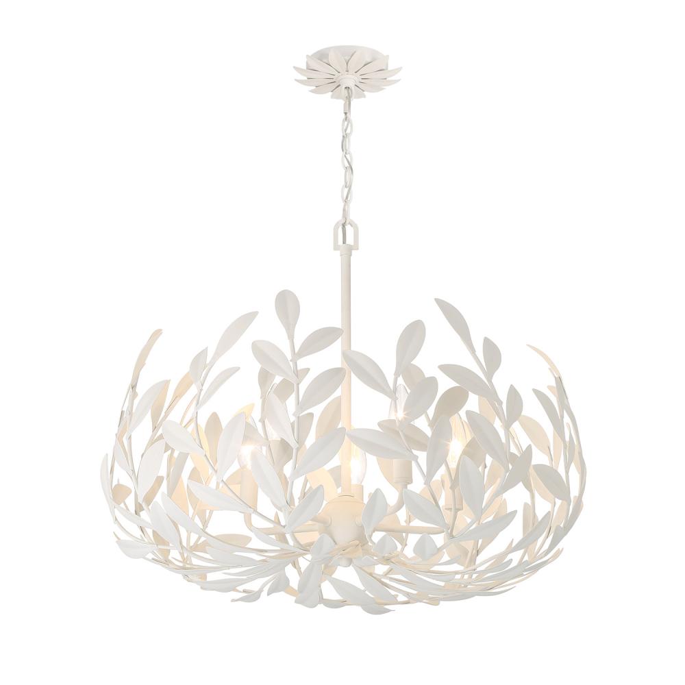 Broche 5 Light Matte White Chandelier