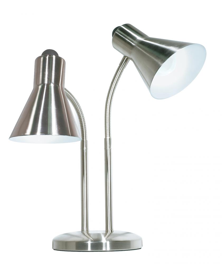 Gooseneck Desk Lamp - 2 Light - Brushed Nickel