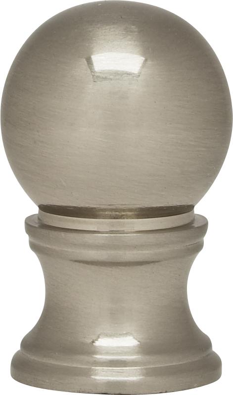 Satin Nickel Ball Finial; 1-1/4" Height; 3/4" Diameter; 1/4-27