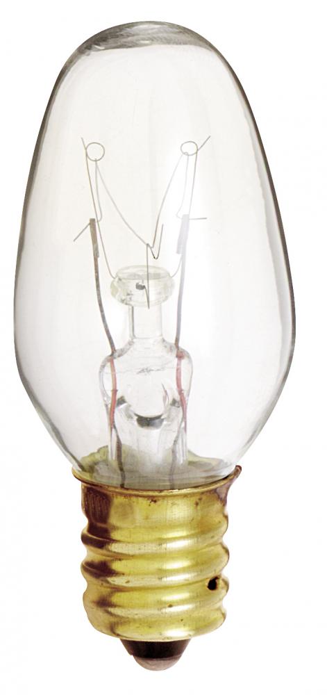 7 Watt C7 Incandescent; Clear; 3000 Average rated hours; 35 Lumens; Candelabra base; 120 Volt