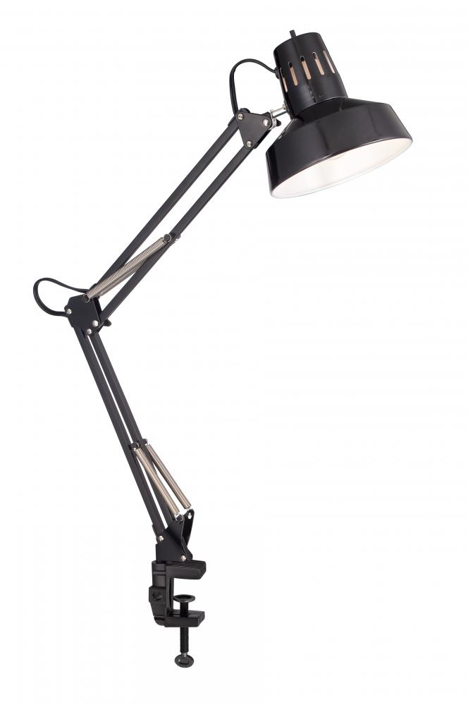 Swing Arm Drafting Lamp - 1 Light - Black; Adjustable height; Clamp base