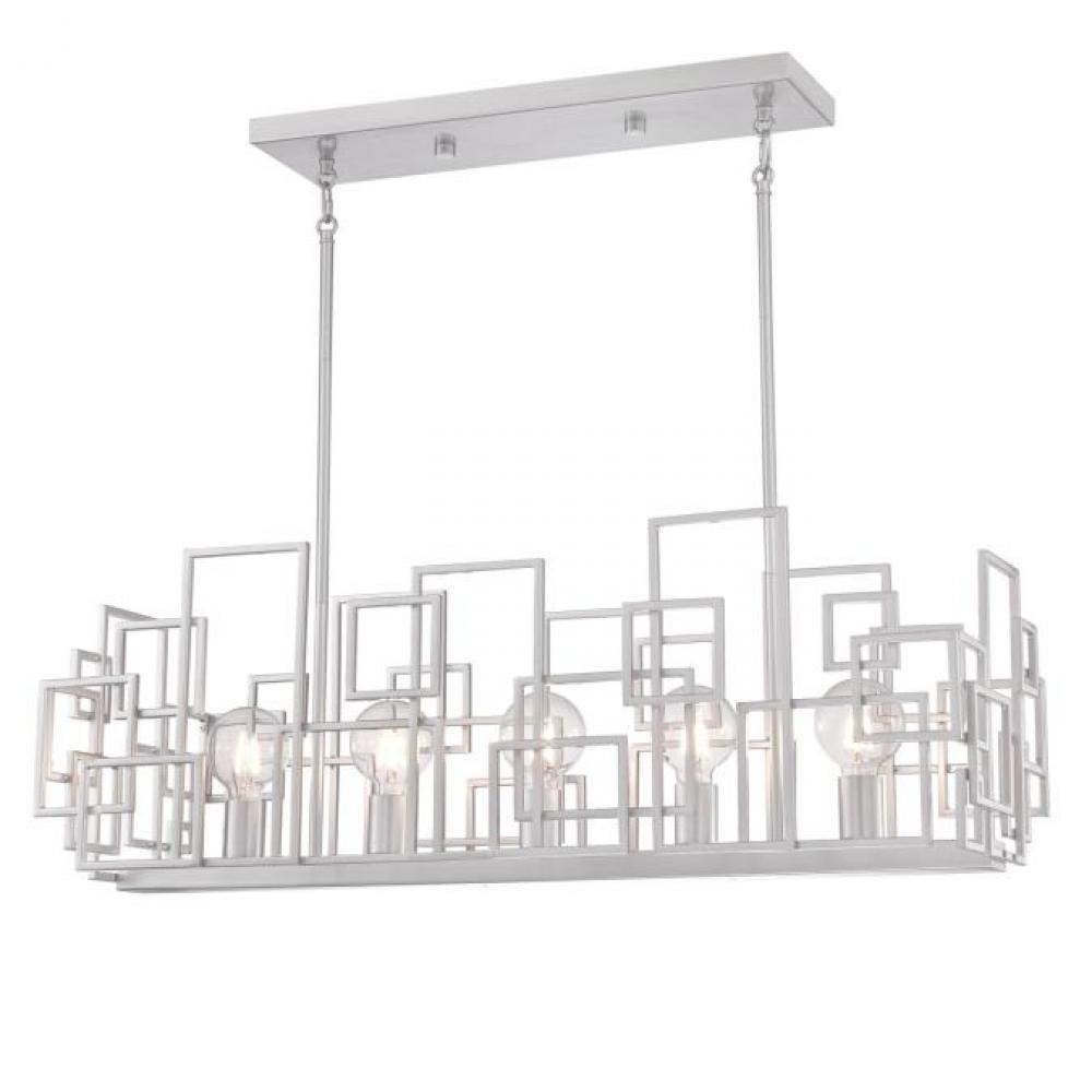 5 Light Chandelier Nickel Luster Finish