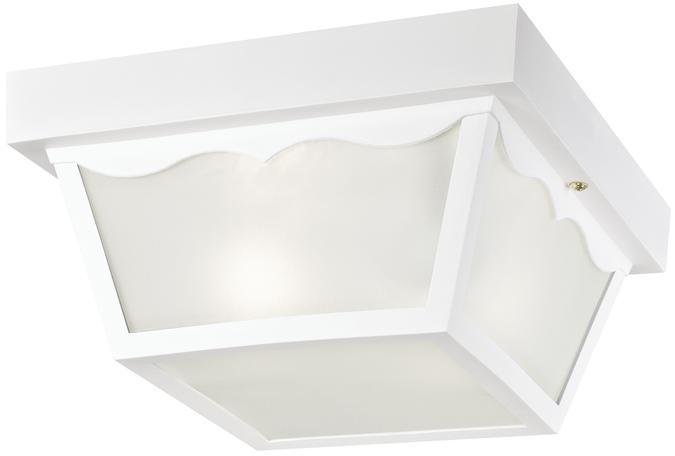 10 in. 2 Light Polypropylene Flush White Finish Frosted Glass Panels