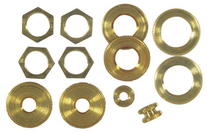 12 Assorted Locknuts Solid Brass