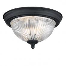 Westinghouse 6117700 - 11 in. 1 Light Flush Matte Black Finish Crystal Ribbed Glass