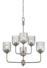 Westinghouse 6326300 - 6 Light Chandelier Dark Pewter Finish Smoke Grey Hammered Glass