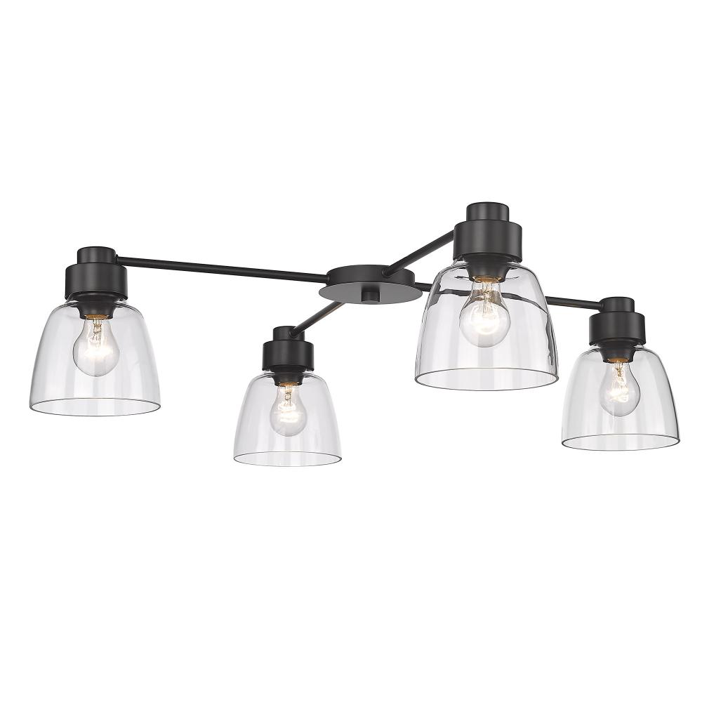 Remy 4 Light Flush Mount in Matte Black with Clear Glass Shade