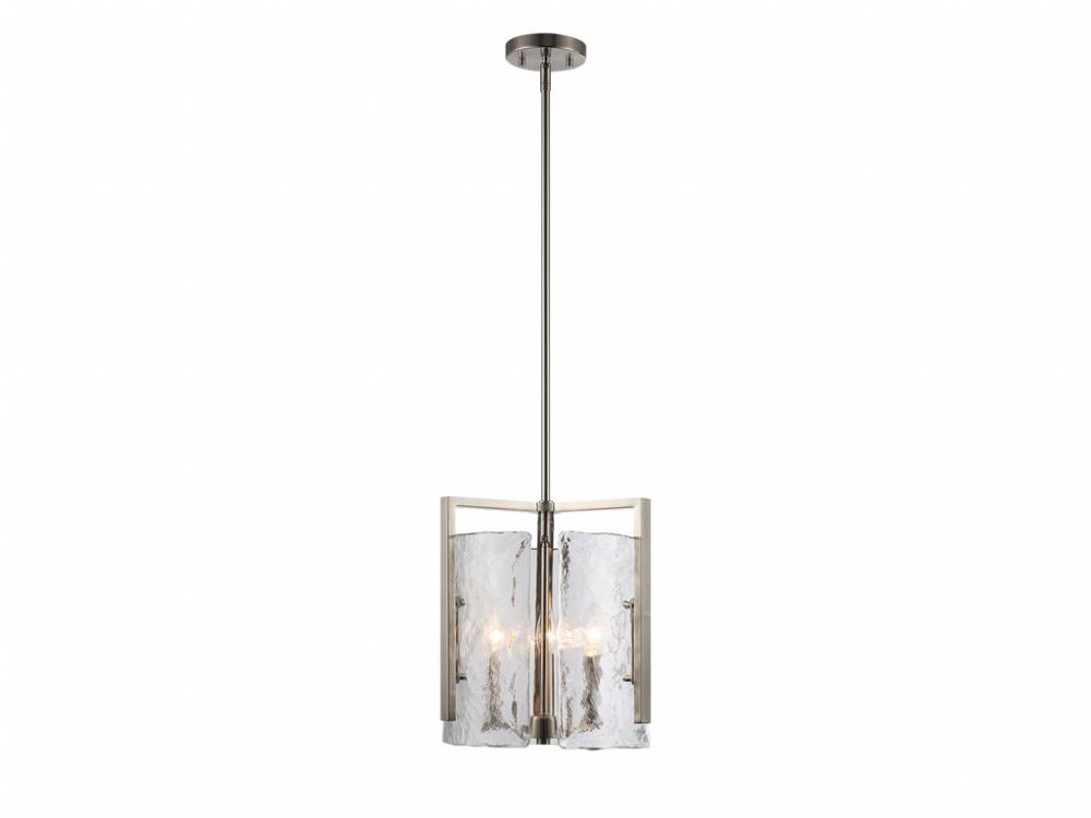 Aenon 3-Light Pendant in Pewter with Hammered Water Glass