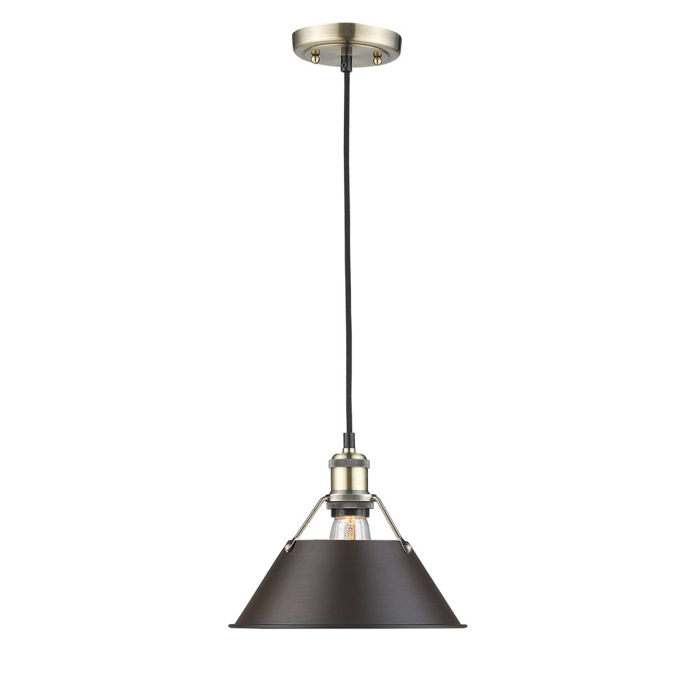 Orwell 10" Wide Medium Pendant in Aged Brass with Rubbed Bronze