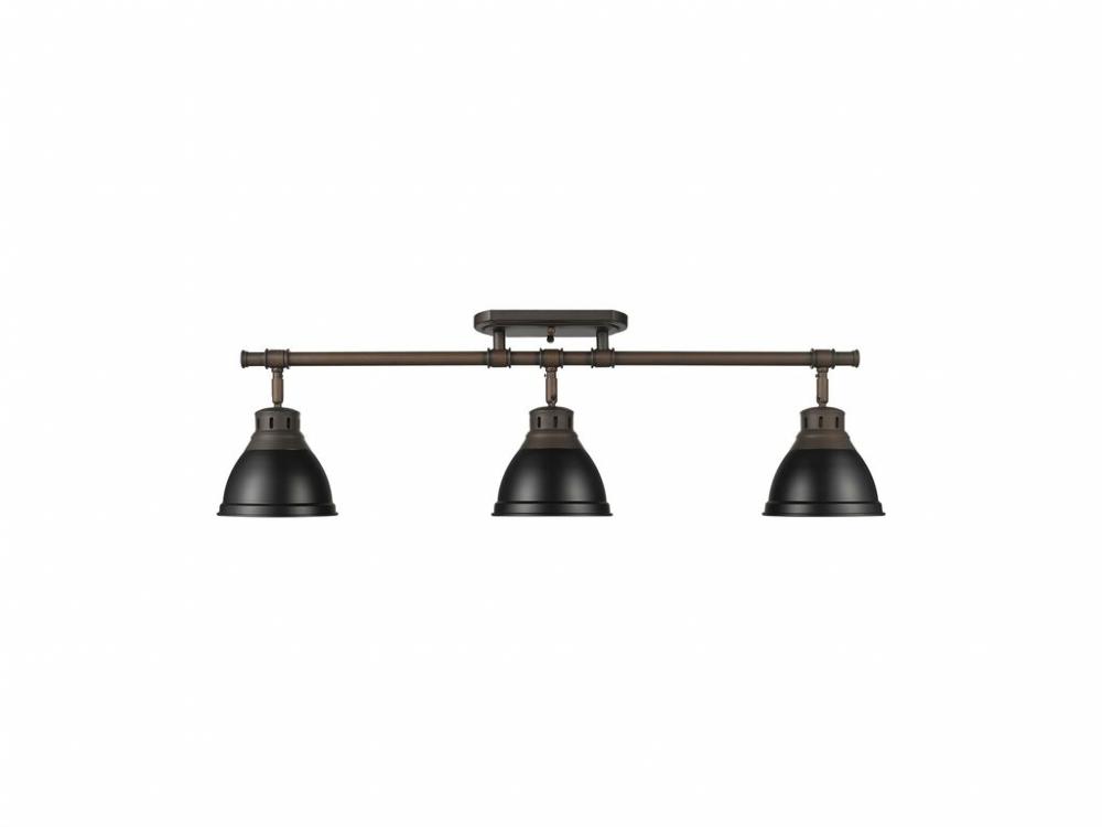 Duncan 3-Light Semi-Flush - Track Light in Rubbed Bronze with Matte Black