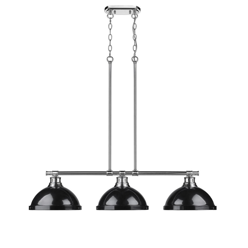 Duncan 3-Light Linear Pendant in Chrome with Black