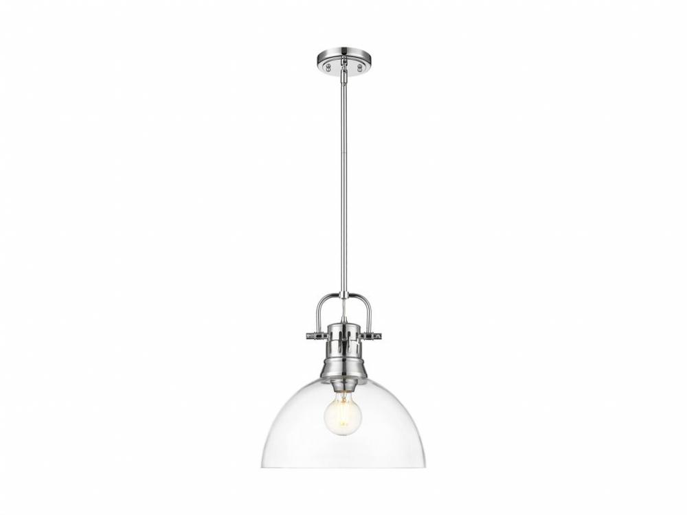 Duncan 1-Light Pendant with Rod in Chrome with Clear Glass