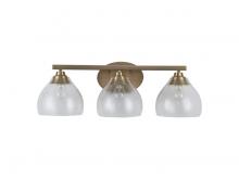 Golden 1094-BA3 BCB-HCG - Ariella 3-Light Vanity Light in Brushed Champagne Bronze with Hammered Clear Glass