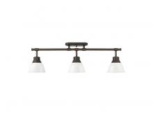 Golden 3602-3SF RBZ-WHT - Duncan 3-Light Semi-Flush - Track Light in Rubbed Bronze with Matte White