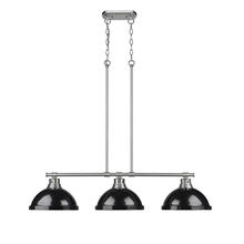 Golden 3602-3LP PW-BK - Duncan 3-Light Linear Pendant in Pewter with Black