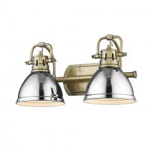 Golden 3602-BA2 AB-CH - Duncan 2 Light Bath Vanity in Aged Brass with Chrome Shades