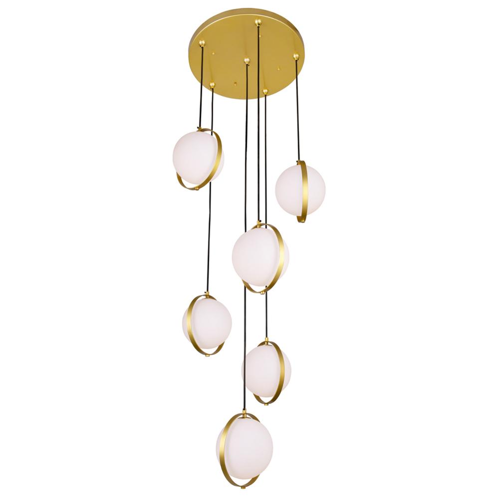 Da Vinci 6 Light Multi Light Pendant With Brass Finish