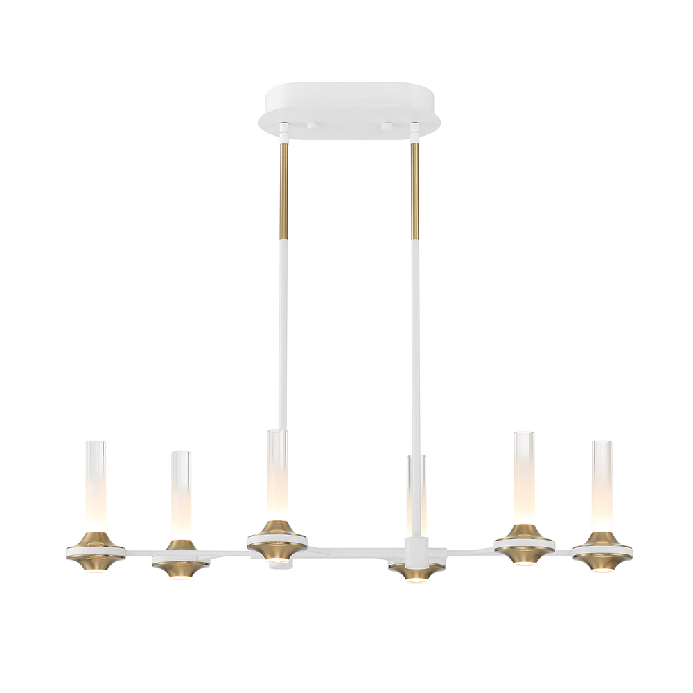 Torcia 12 Light Chandelier in White and Brass