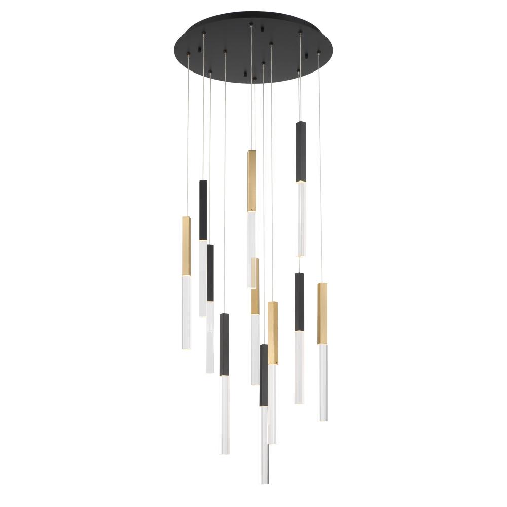 Benicio 11 Light Chandelier in Gold and Black