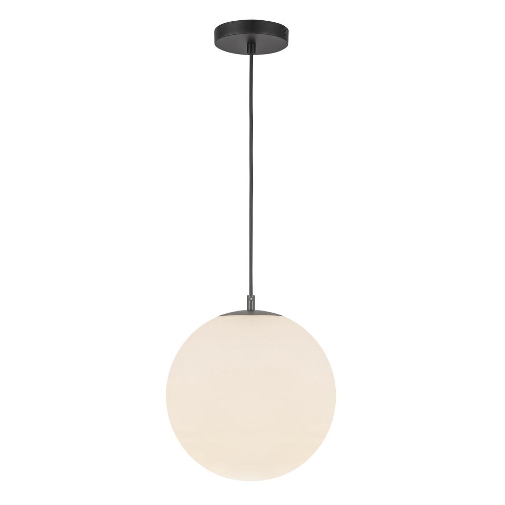 Marco 12-in Black/Opal Glass LED Pendant