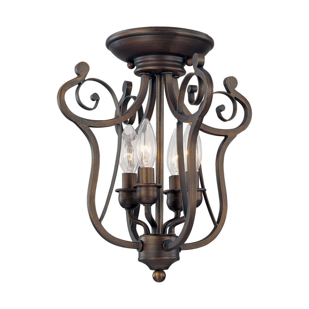 Chateau 4-Light Semi-Flush Ceiling Mount Rubbed Bronze