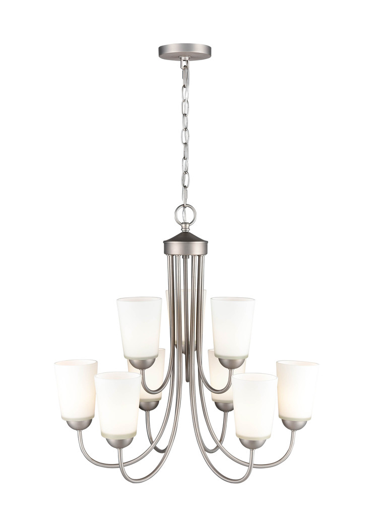 Ivey Lake 9-Light Chandelier Ceiling Light Satin Nickel