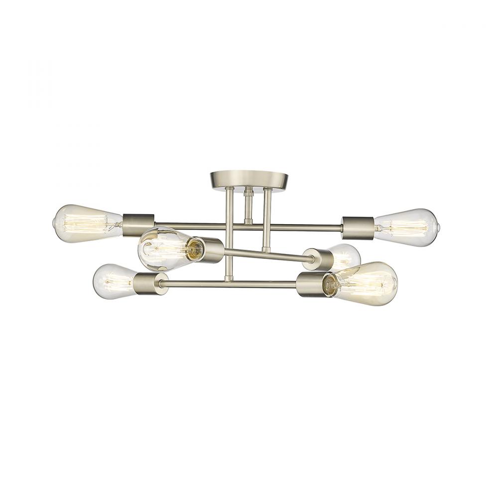 Decco 6-Light Semi-Flush Ceiling Mount Modern Gold