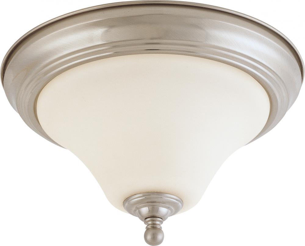 Dupont - 1 light Flush with Satin White Glass - Brushed Nickel Finish