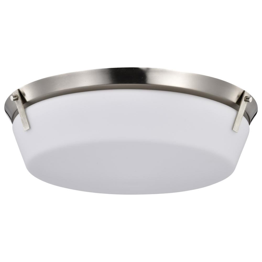 Rowen 4 Light Flush Mount; Brushed Nickel Finish; Etched White Glass