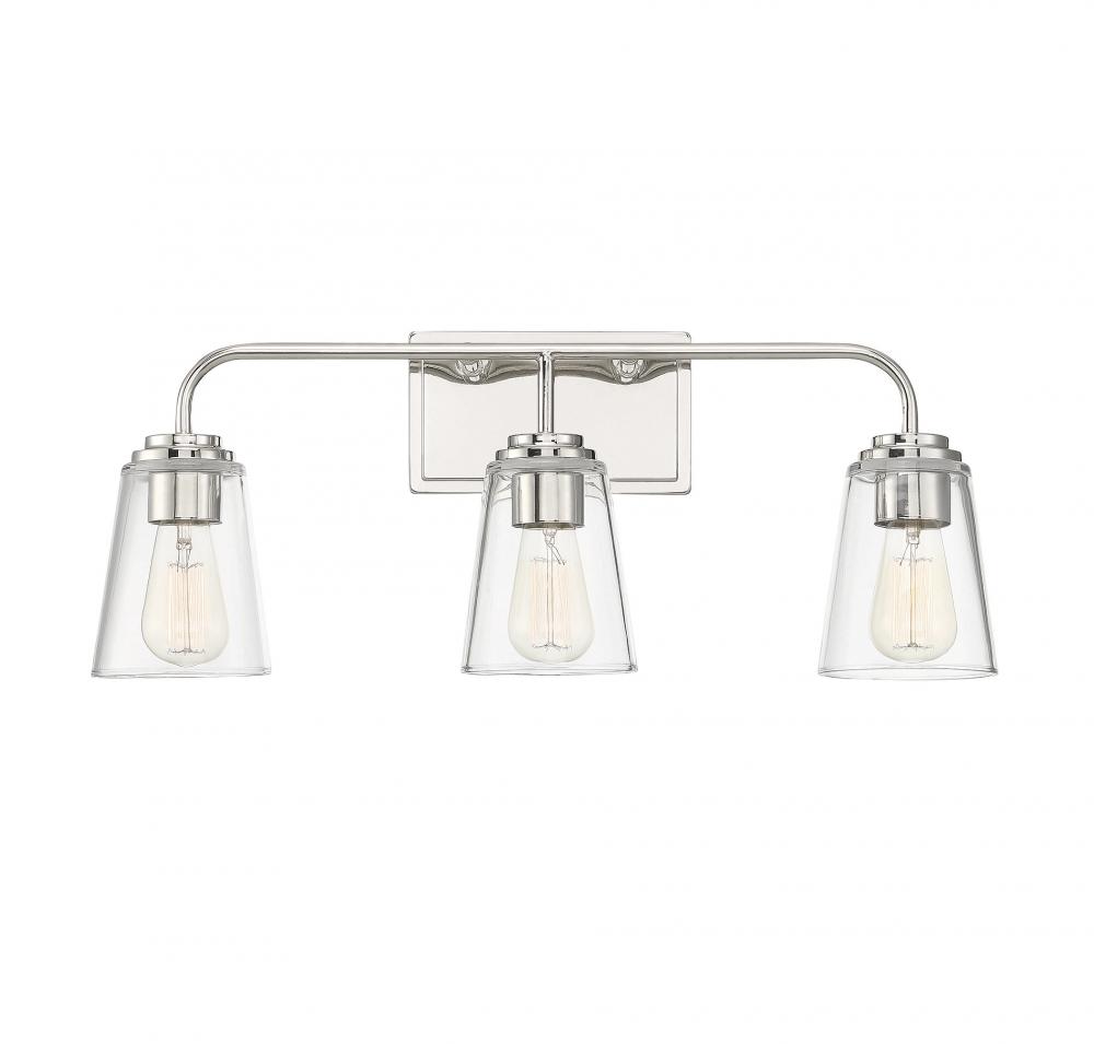 3-Light Bathroom Vanity Light in Polished Nickel