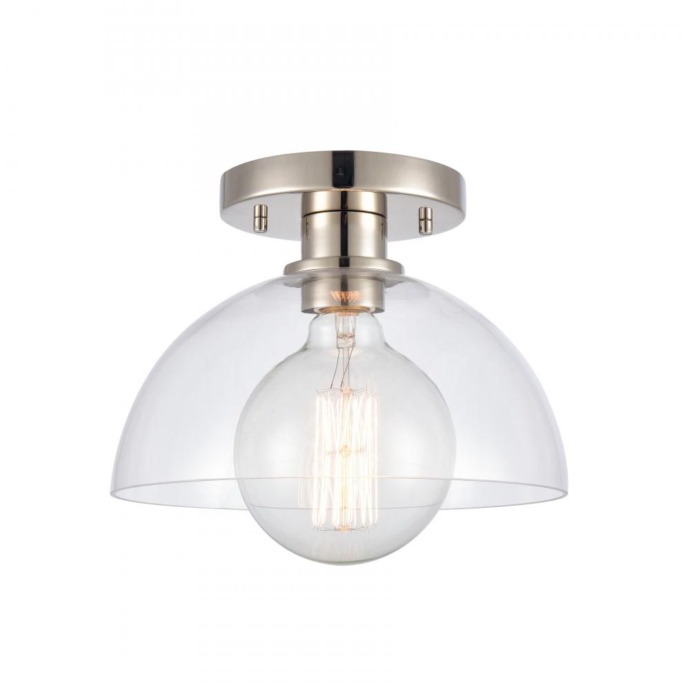 Julian 10'' Wide 1-Light Semi Flush Mount - Polished Nickel